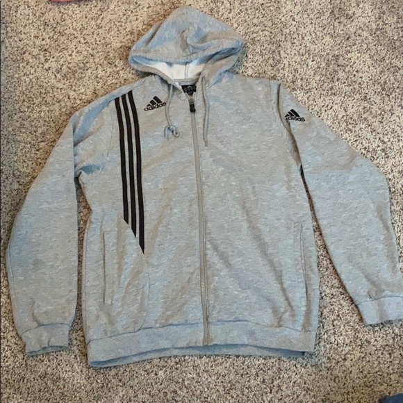 grey adidas zip up hoodie mens